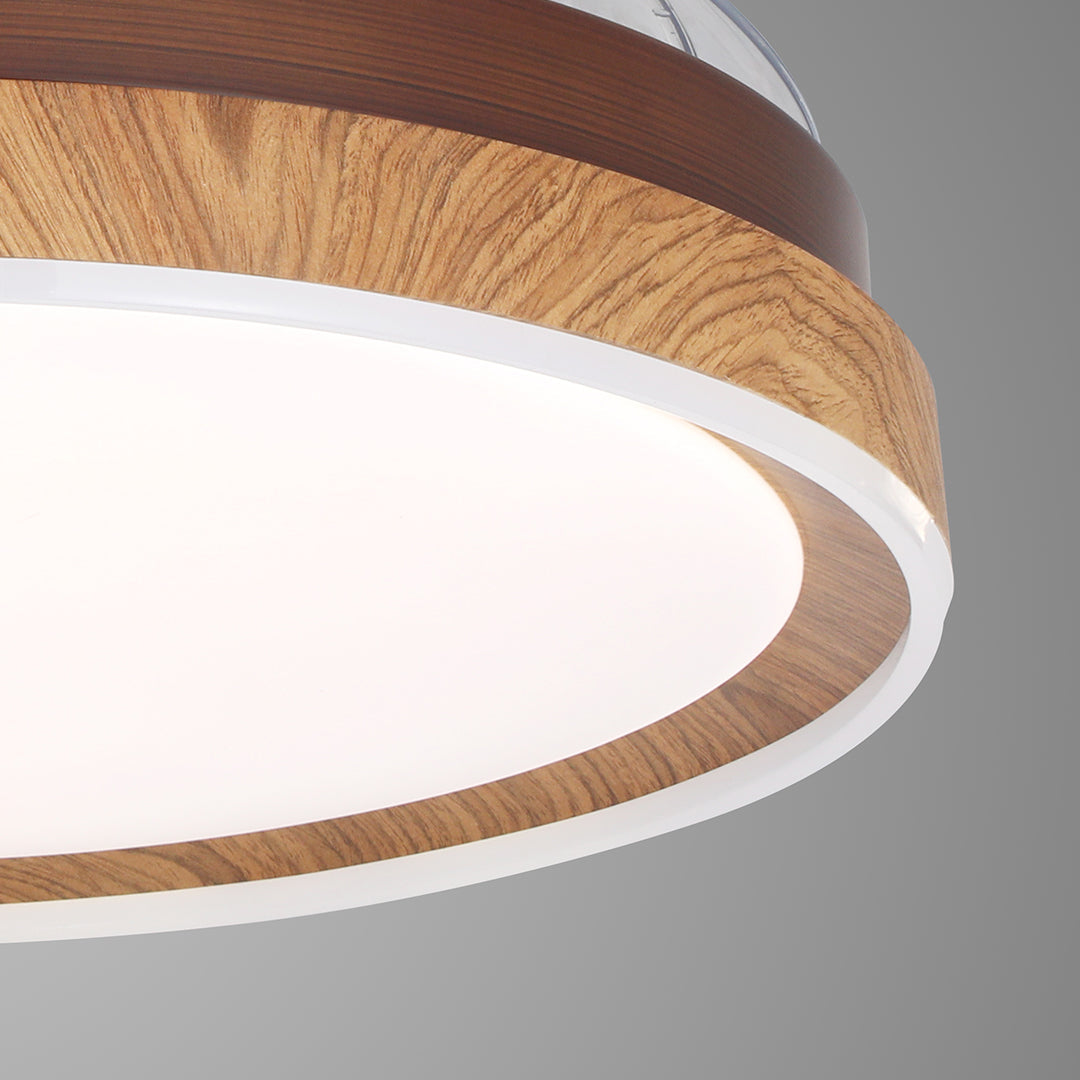 Rustic Walnut Wood Grain Ceiling Fan with 4 Lights for Living Room