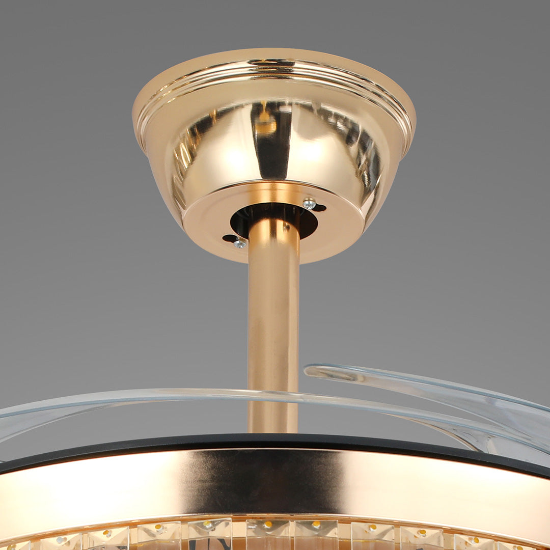Elegant Gold Iron Crystal Ceiling Fan with Lights for Luxury Interiors