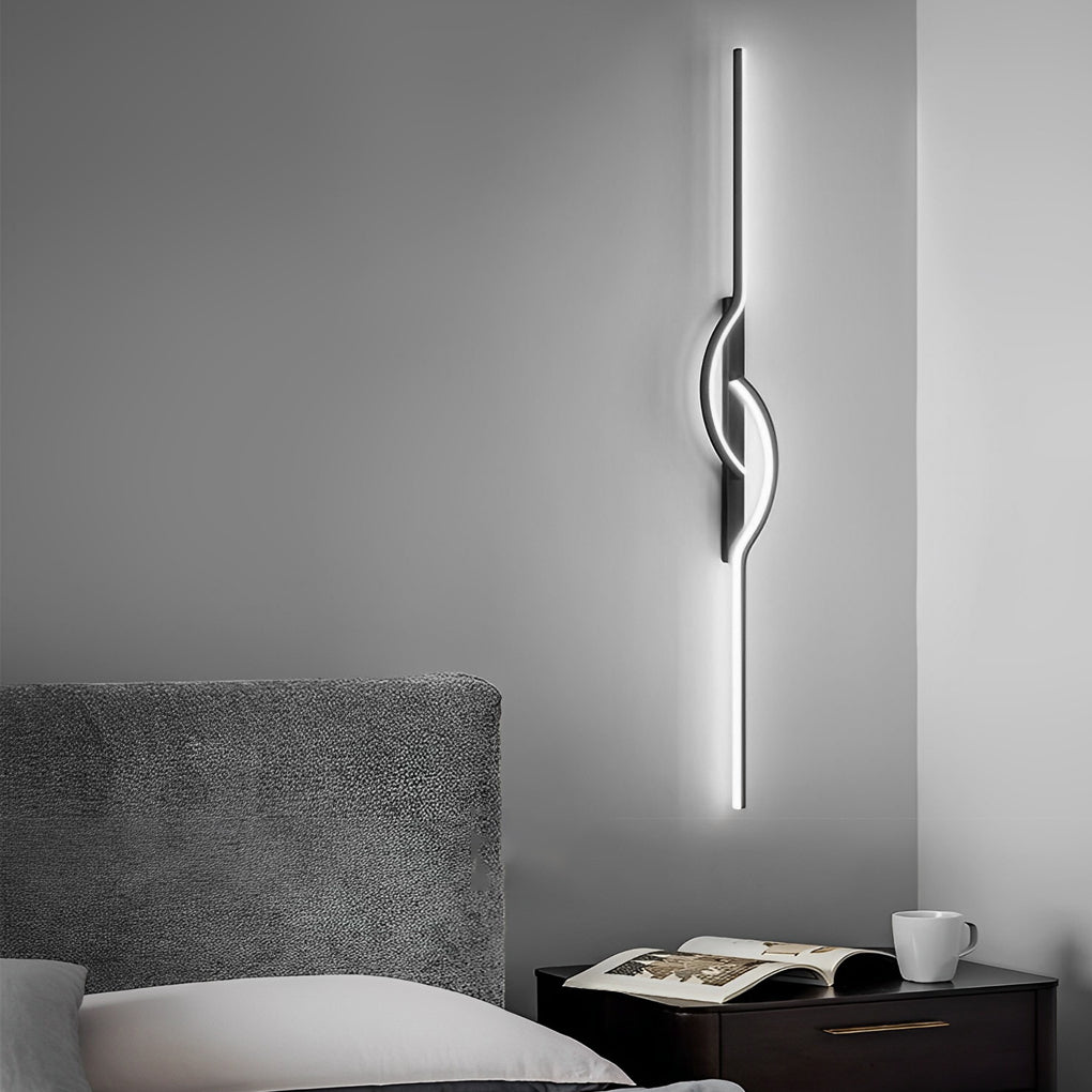 Contemporary Black Aluminum Linear Wall Sconce for Hallway or Living Room