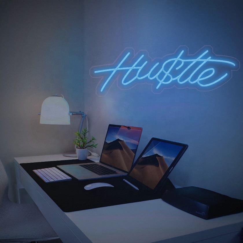 Vibrant Hu$tle LED Neon Sign - Colorful Wall Art for Home or Office