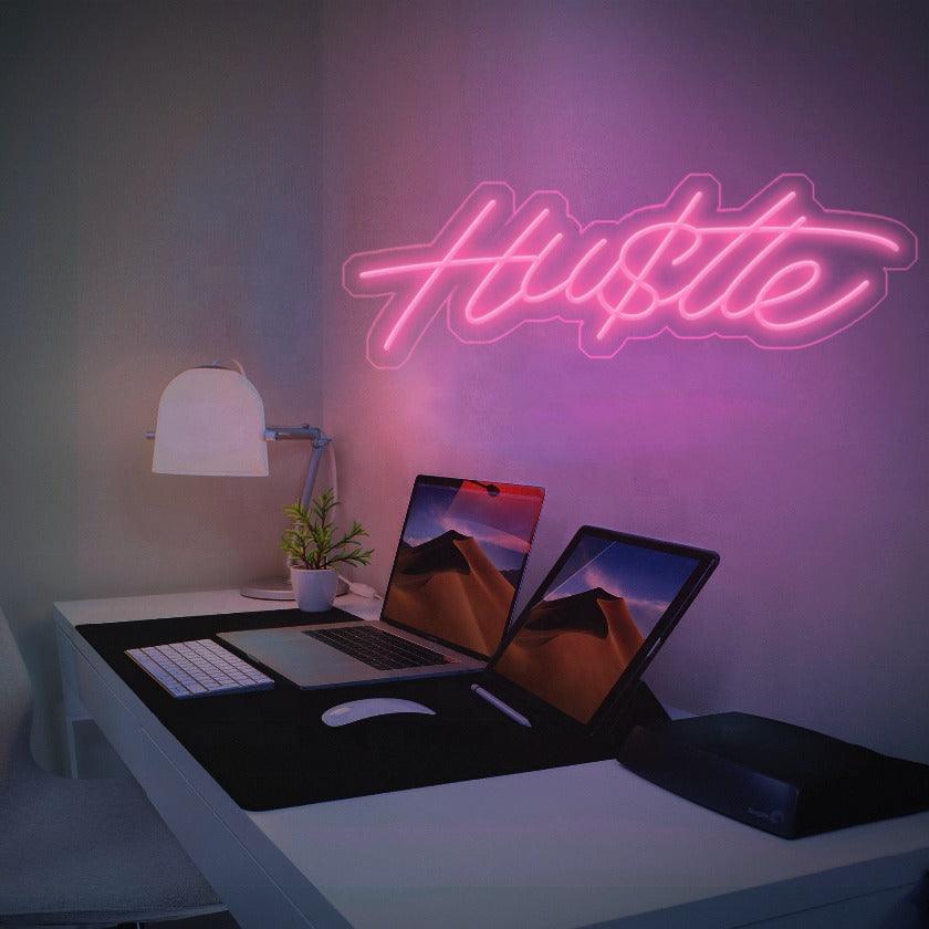 Vibrant Hu$tle LED Neon Sign - Colorful Wall Art for Home or Office