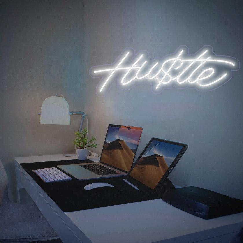 Vibrant Hu$tle LED Neon Sign - Colorful Wall Art for Home or Office