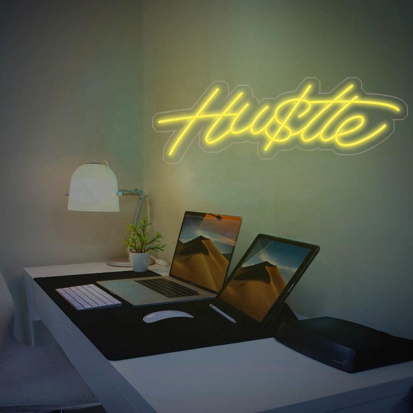 Vibrant Hu$tle LED Neon Sign - Colorful Wall Art for Home or Office
