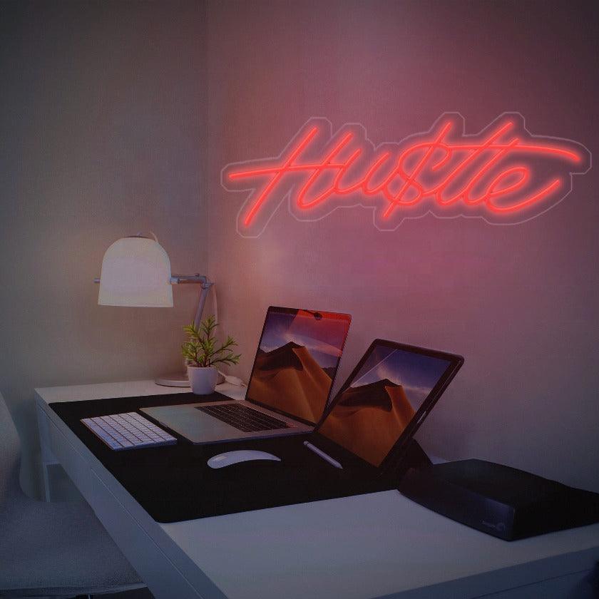 Vibrant Hu$tle LED Neon Sign - Colorful Wall Art for Home or Office