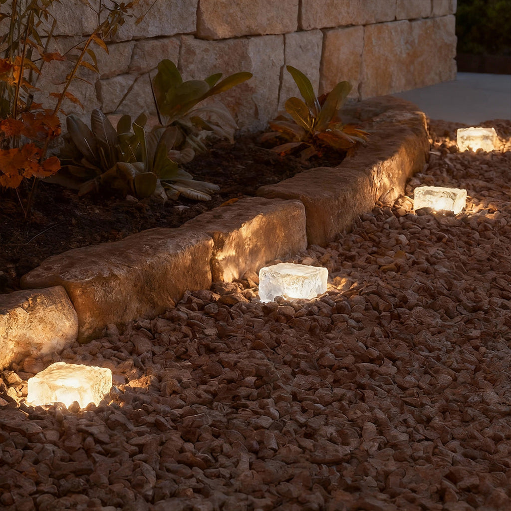 Modern Solar-Powered Outdoor Ice Cube LED Step Lights for Pathway