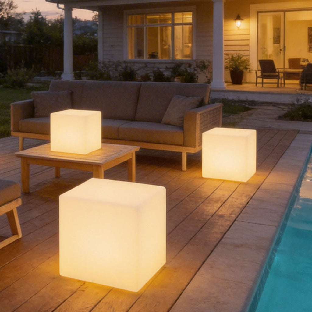White Waterproof LED Ice Cube Outdoor Ground Lights for Stylish Exteriors