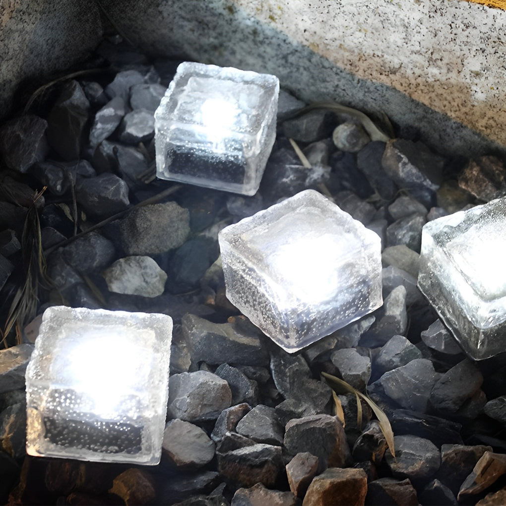 Smart Solar-Powered Outdoor Ice Cube LED Step Lights for Pathway Lighting
