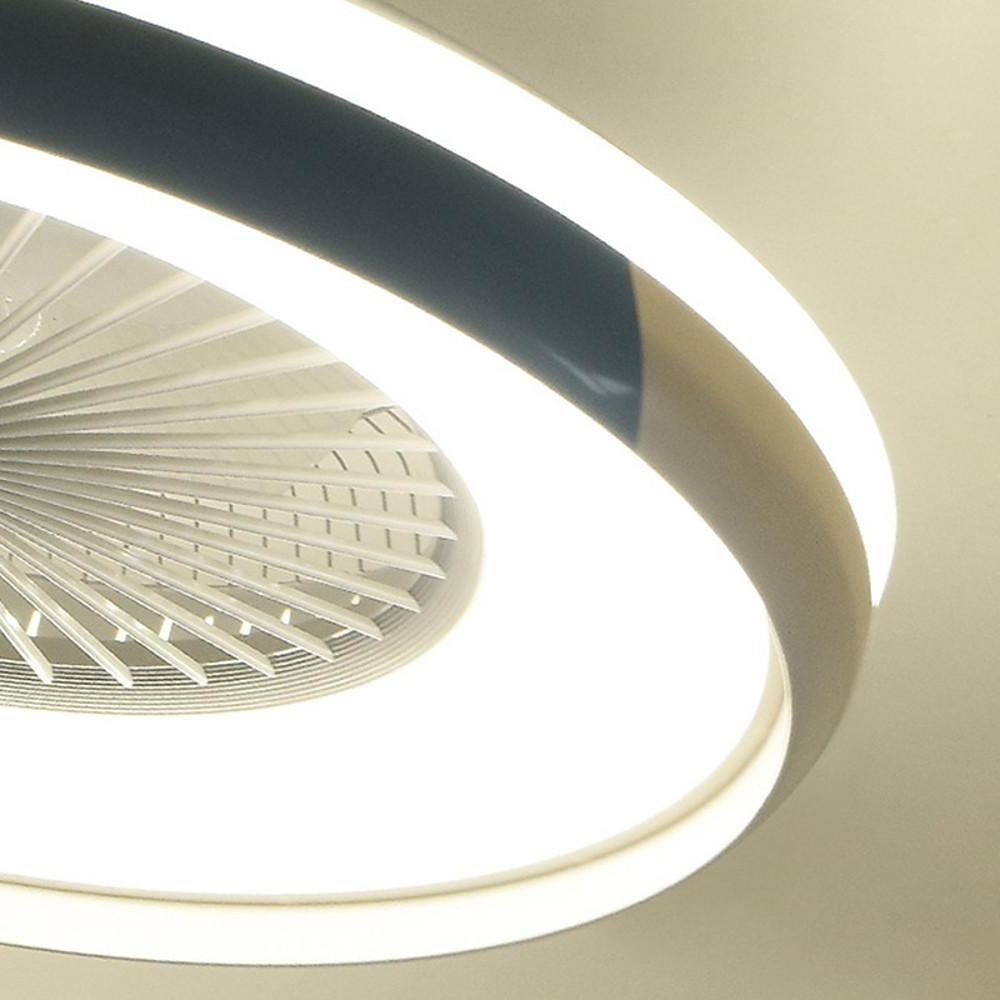 Modern White Circular LED Dimmable Bladeless Ceiling Fan with Light Remote for Living Room