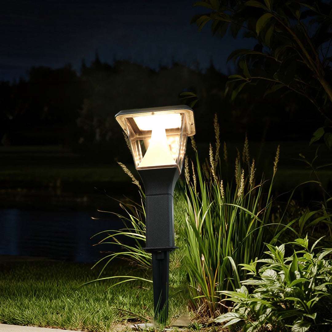 Modern Minimalist White LED Garden Stake Lights for Outdoor Walkways