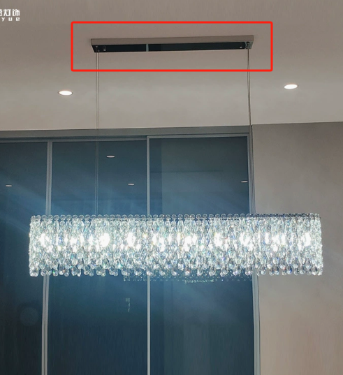 Elegant Silver Stainless Steel Rectangular Crystal LED Chandelier for Dining Room