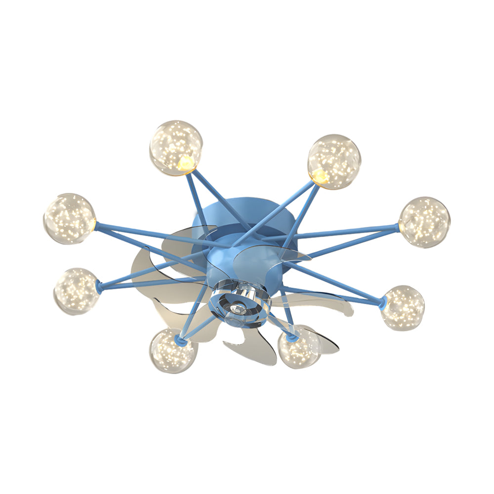 Star-Shaped Adjustable Light Indoor Ceiling Fan with LED, White Finish