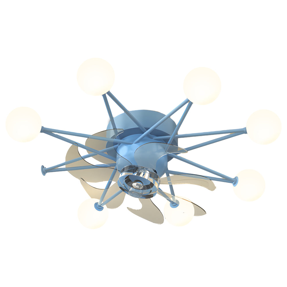Star-Shaped Adjustable Light Indoor Ceiling Fan with LED, White Finish