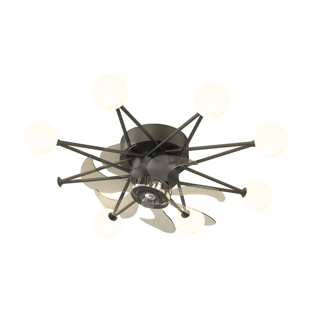 Star-Shaped Adjustable Light Indoor Ceiling Fan with LED, White Finish