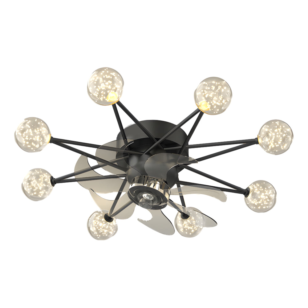 Star-Shaped Adjustable Light Indoor Ceiling Fan with LED, White Finish