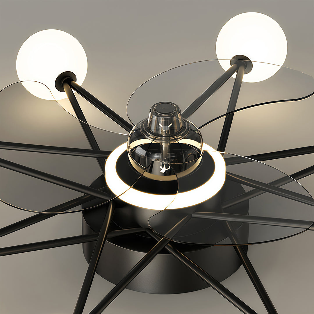 Star-Shaped Adjustable Light Indoor Ceiling Fan with LED, White Finish