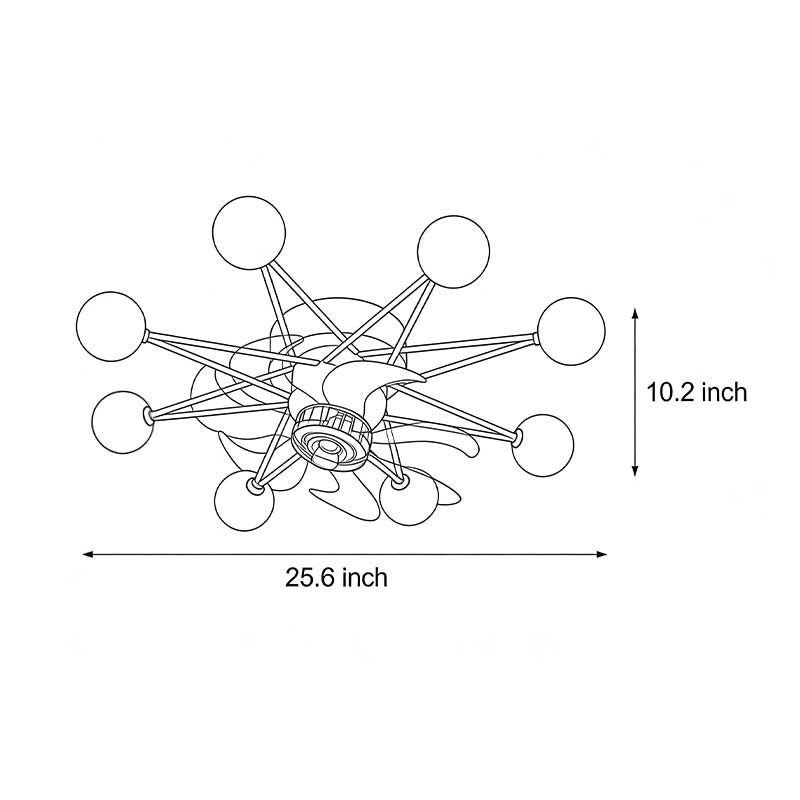 Star-Shaped Adjustable Light Indoor Ceiling Fan with LED, White Finish