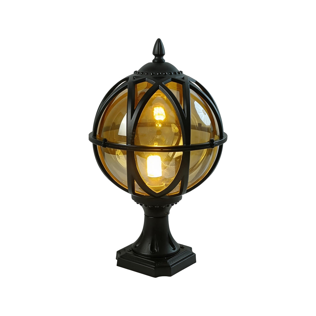 Elegant Frosted Glass Globe Pillar Light Outdoor Waterproof Lamp