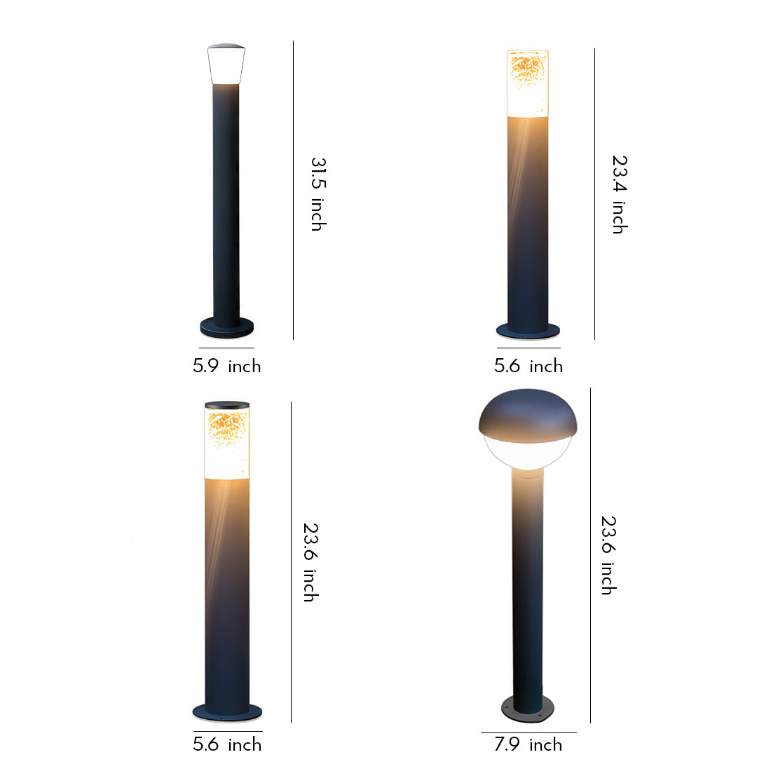Modern Black Waterproof Industrial Bollard Lights for Outdoor Spaces