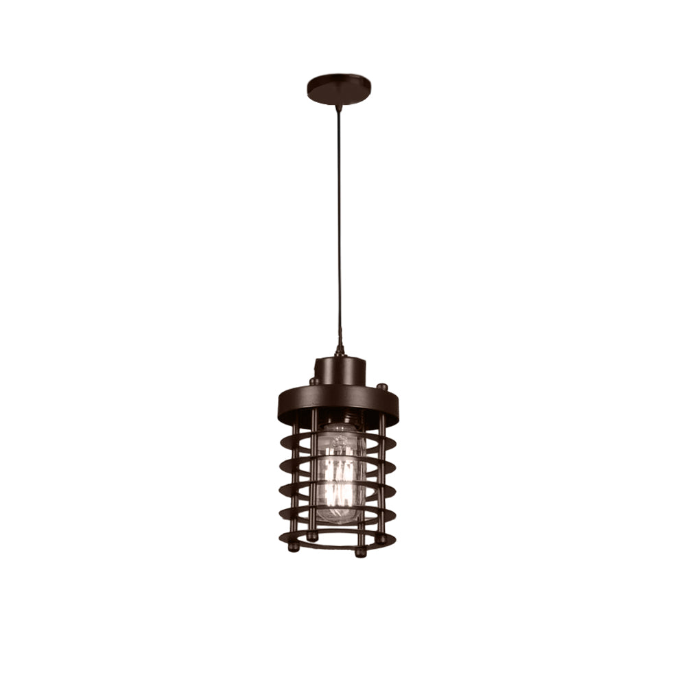 Rustic Black Metal Industrial Cage Pendant Light for Kitchen Dining Room