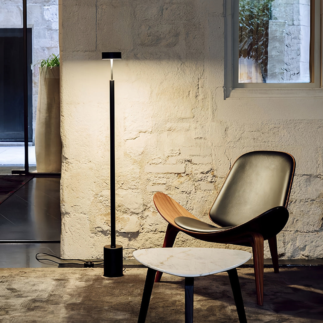 Chic Dimmable Petite Modern Floor Lamp in Black for Living Room Reading