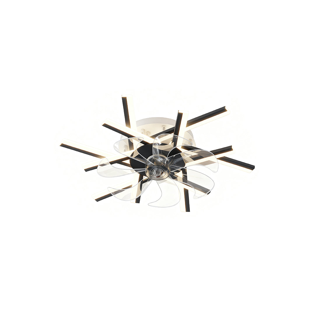 Industrial Iron Ceiling Fan with Light for Living Room and Office
