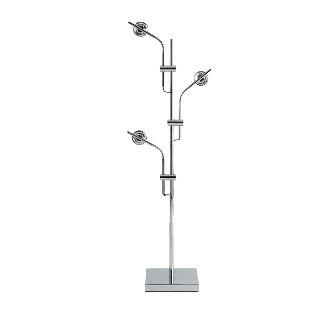 Sleek Chrome Industrial Multi-Angle Floor Lamp for Modern Workspaces