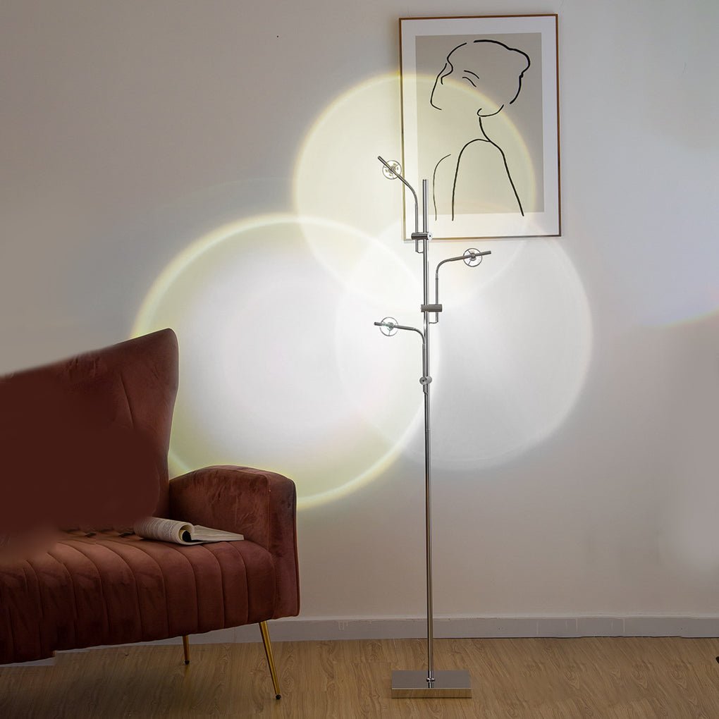 Sleek Chrome Industrial Multi-Angle Floor Lamp for Modern Workspaces