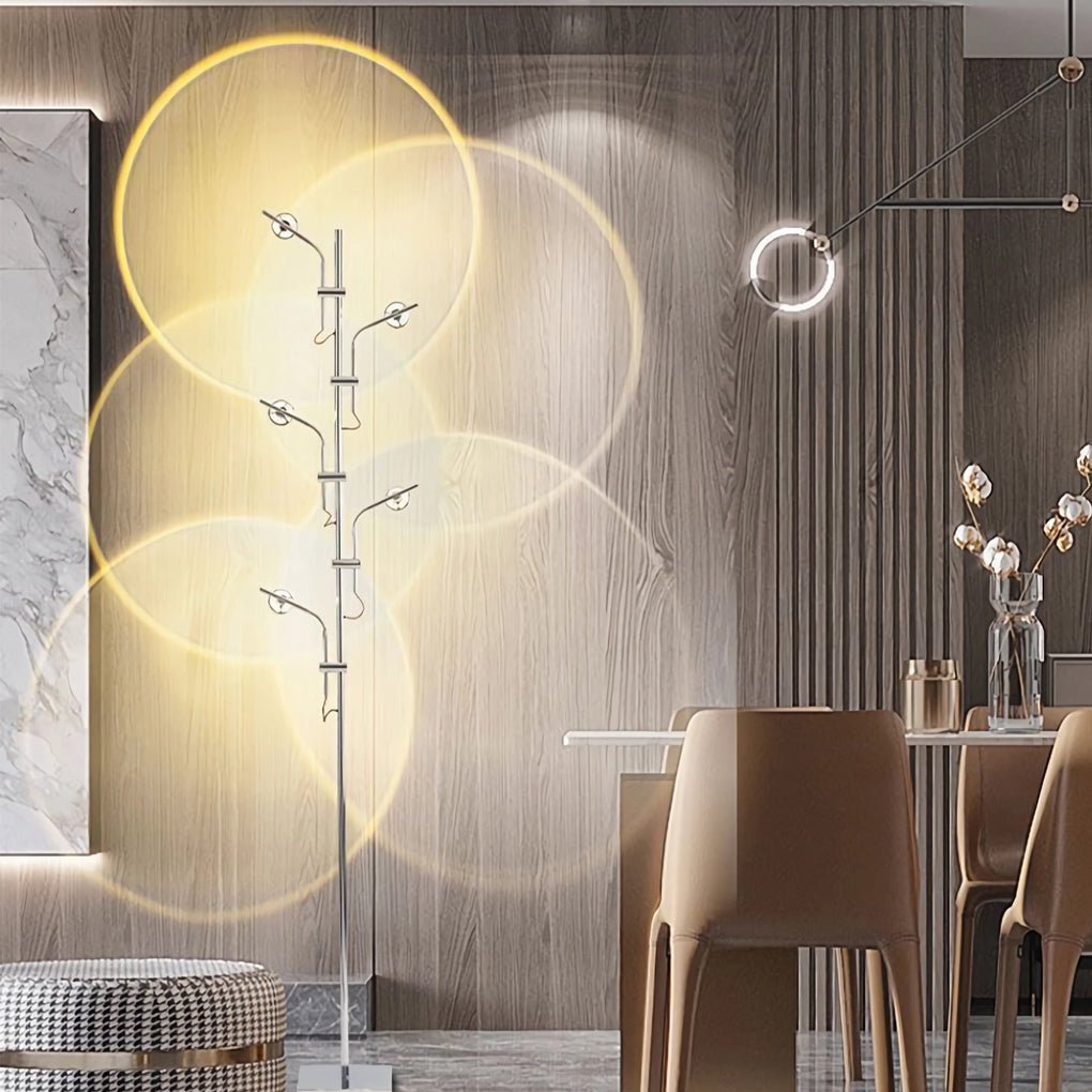 Sleek Chrome Industrial Multi-Angle Floor Lamp for Modern Workspaces