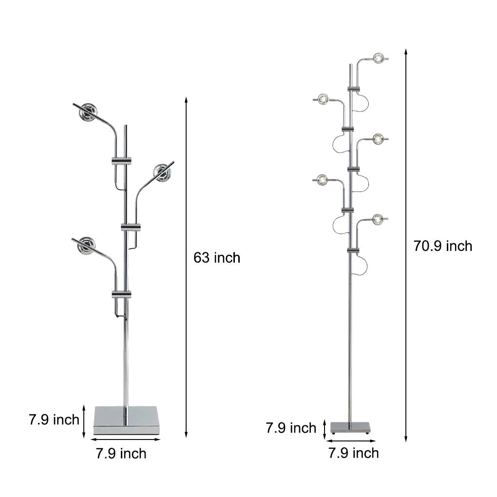 Sleek Chrome Industrial Multi-Angle Floor Lamp for Modern Workspaces