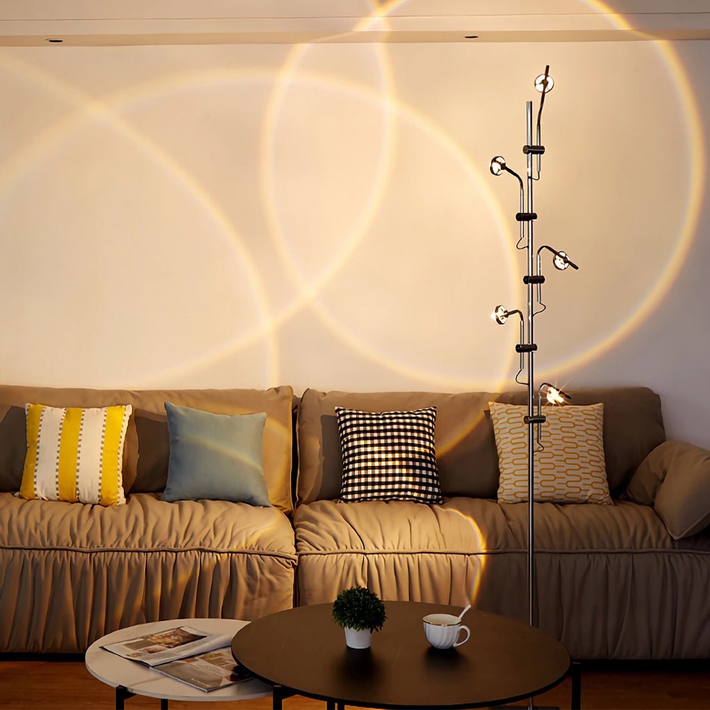 Sleek Chrome Industrial Multi-Angle Floor Lamp for Modern Workspaces
