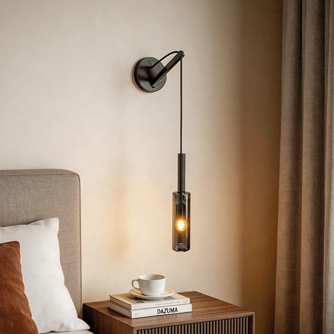 Black Modern Copper Wall Lamp for Bedside, Living Room, or Bedroom
