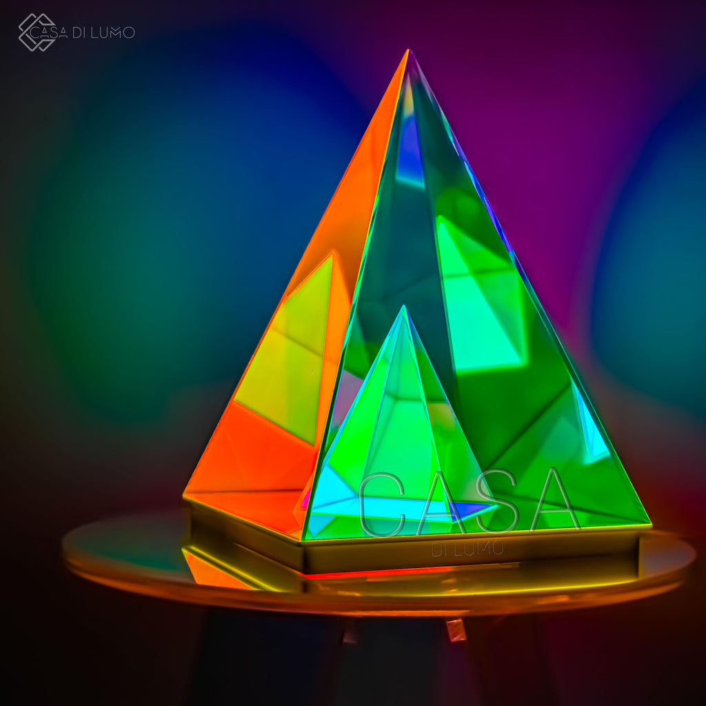 Elegant Infinity Pyramid Table Decor in Polished Silver for Modern Home