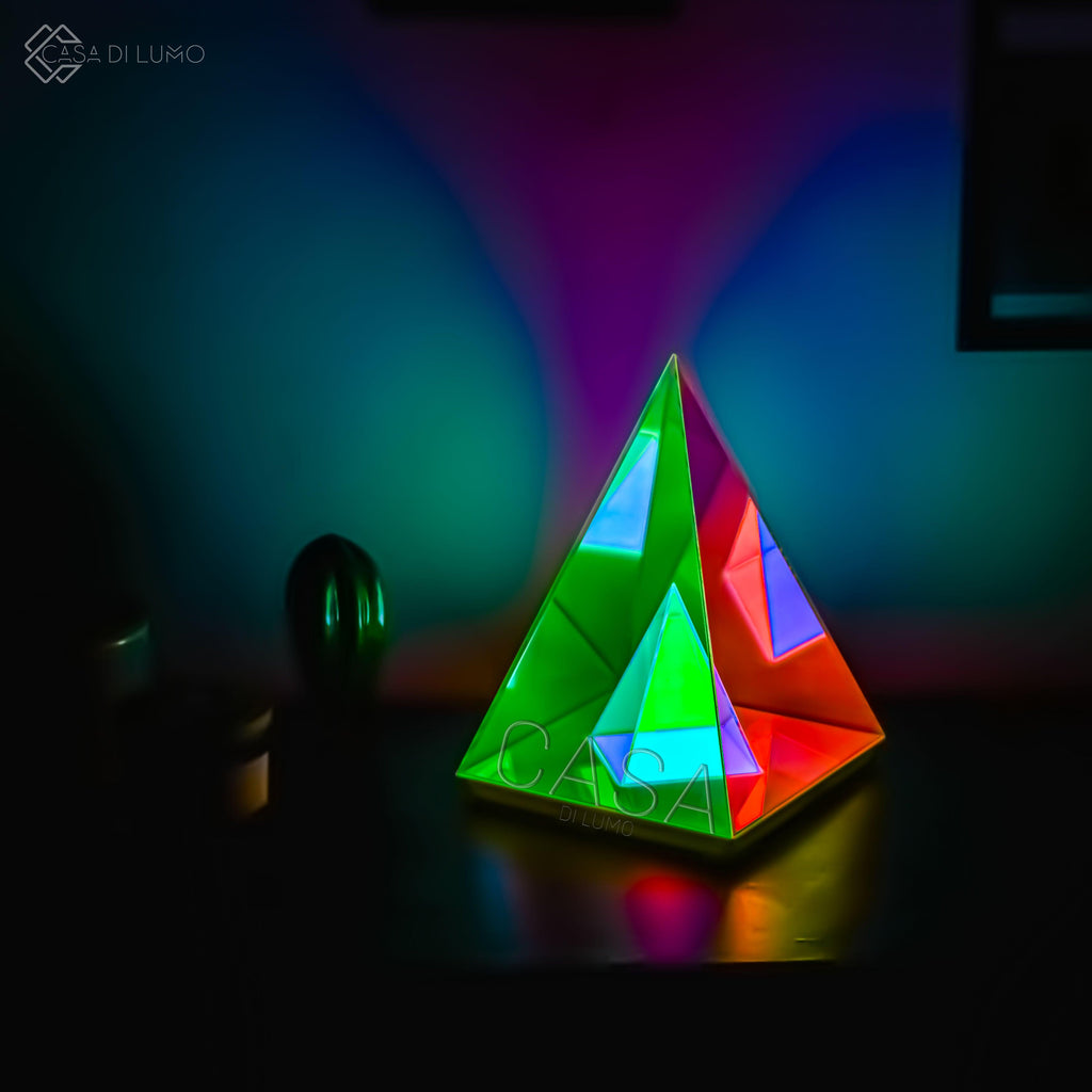 Elegant Infinity Pyramid Table Decor in Polished Silver for Modern Home