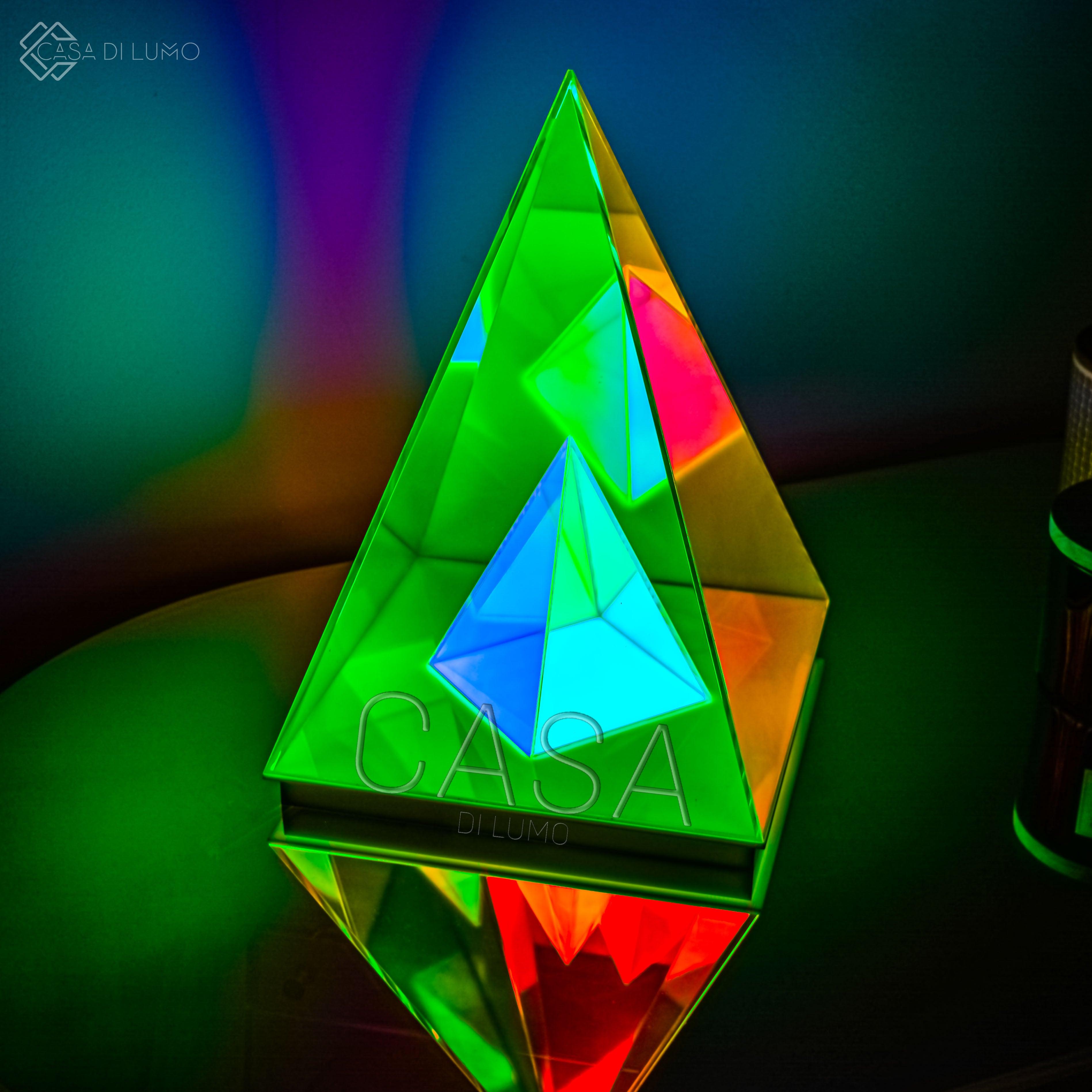Elegant Infinity Pyramid Table Decor in Polished Silver for Modern Home