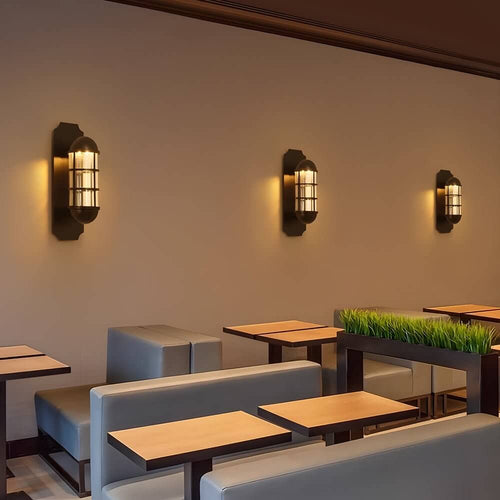 Antique-Style Iron and Glass LED Wall Sconce for Vintage-Inspired Rooms