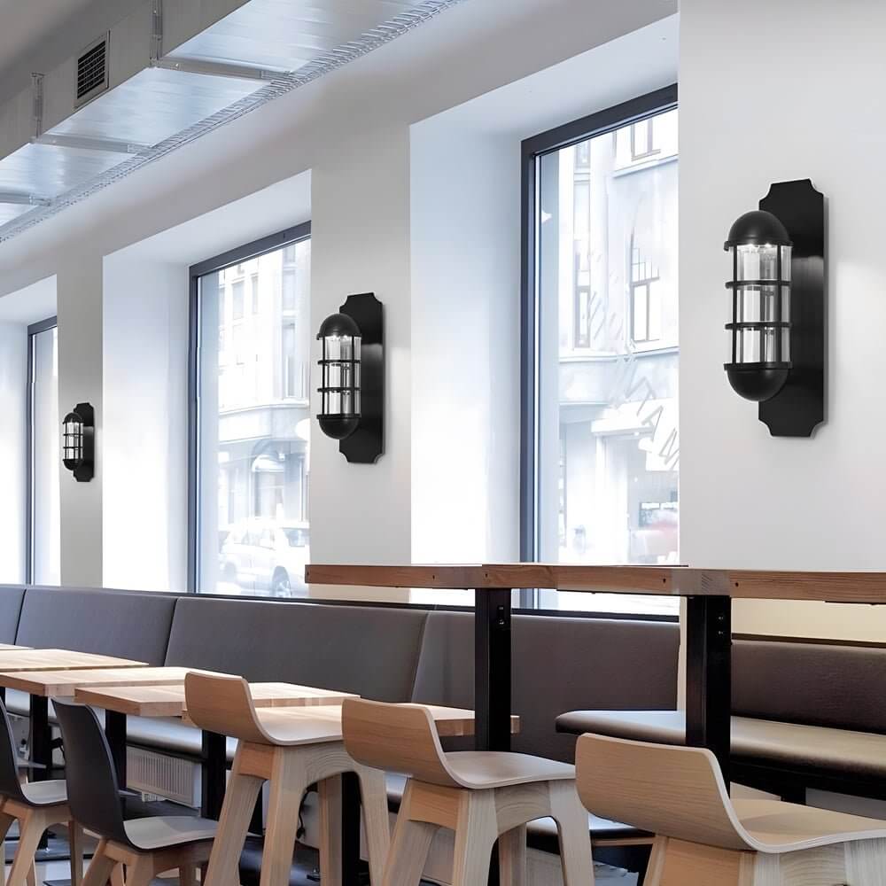 Antique-Style Iron and Glass LED Wall Sconce for Vintage-Inspired Rooms