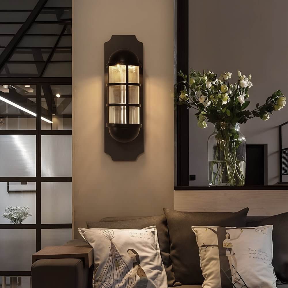Antique-Style Iron and Glass LED Wall Sconce for Vintage-Inspired Rooms