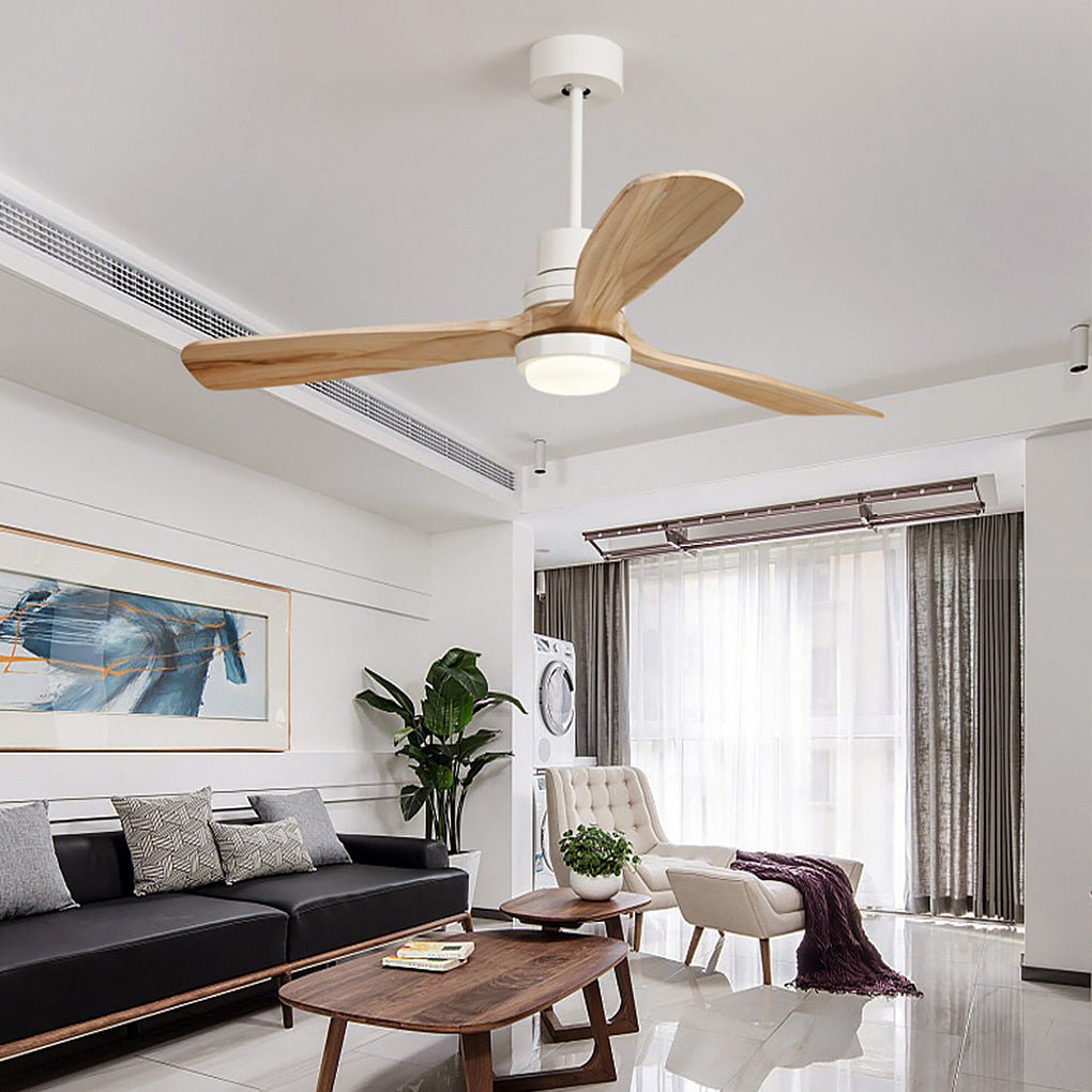 Smart LED Ceiling Fan Lamp with Remote, Modern White Finish for Living Room