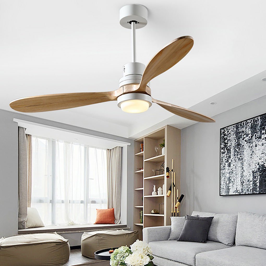 Smart LED Ceiling Fan Lamp with Remote, Modern White Finish for Living Room