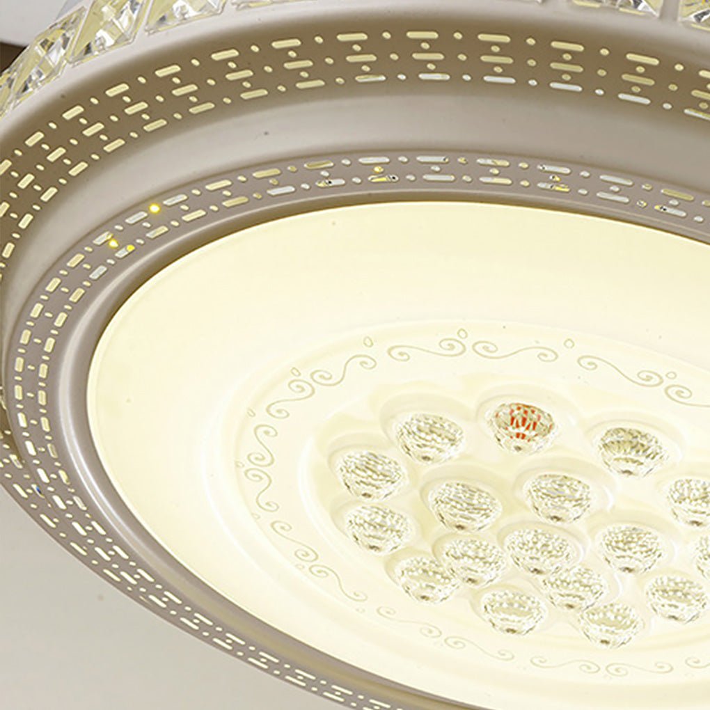 Modern Invisible LED Ceiling Fan Chandelier - White & Silver, Living Room
