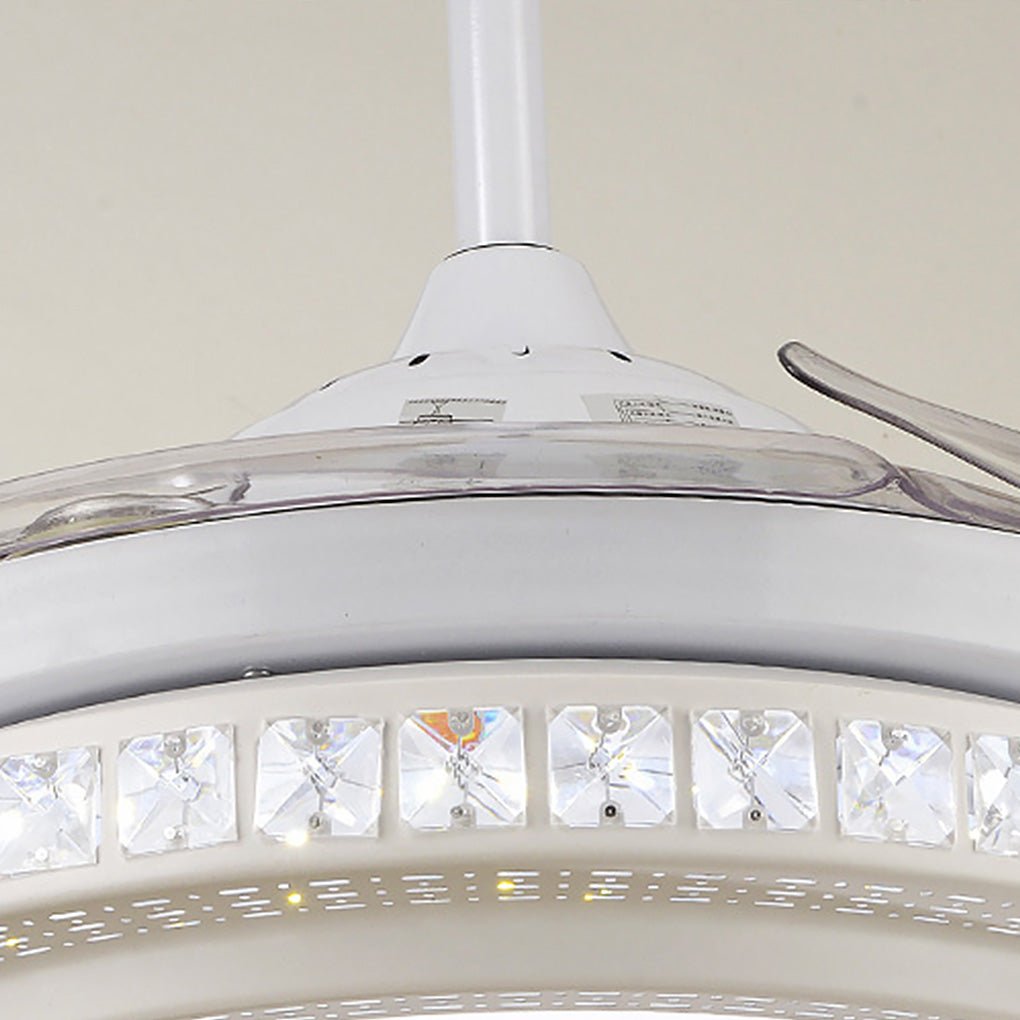 Modern Invisible LED Ceiling Fan Chandelier - White & Silver, Living Room