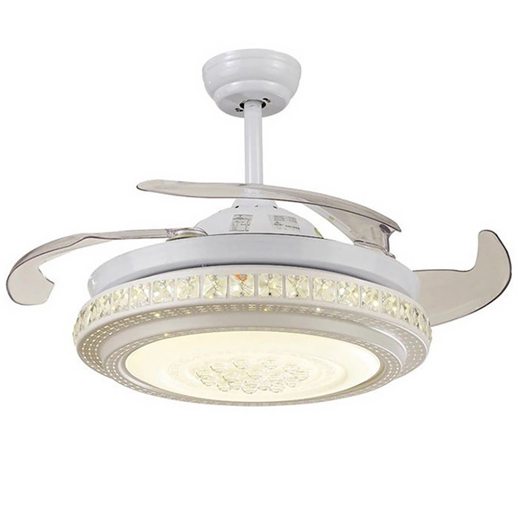 Modern Invisible LED Ceiling Fan Chandelier - White & Silver, Living Room