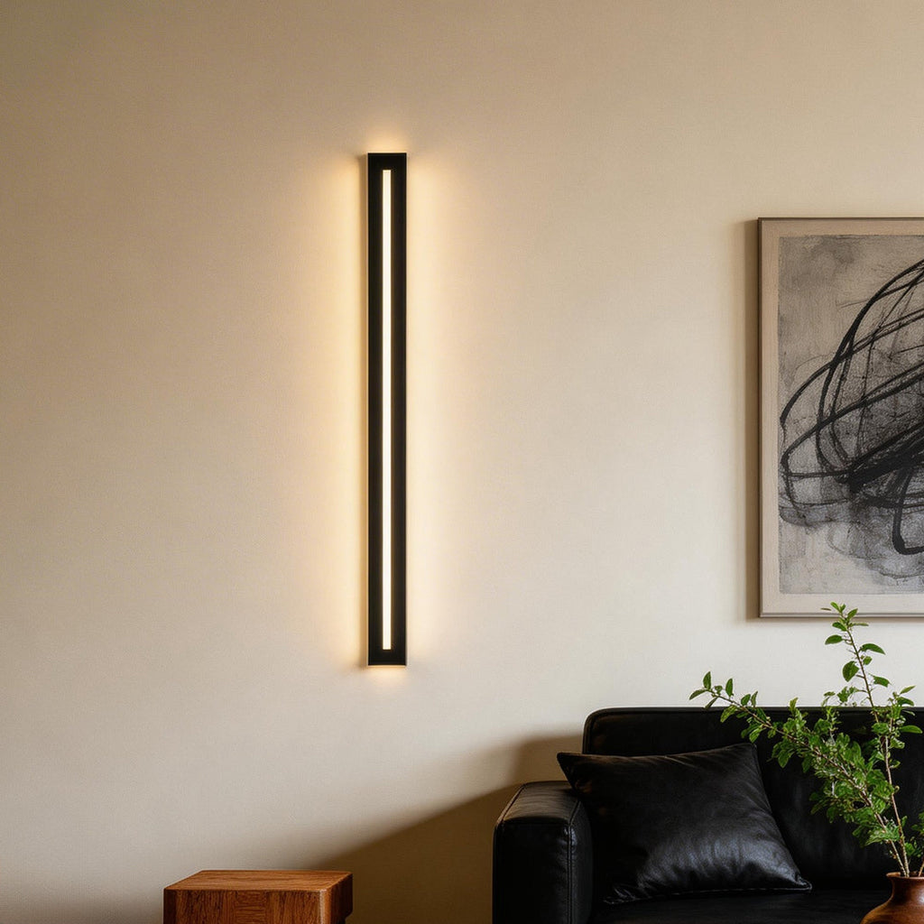 Sleek Black Iron LED Linear Wall Sconces for Modern Living Room Decor