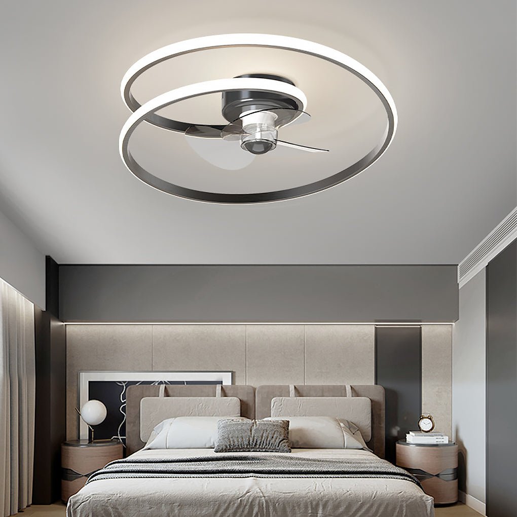 Modern White LED Inverter Ceiling Fan Light with Remote for Home Spaces