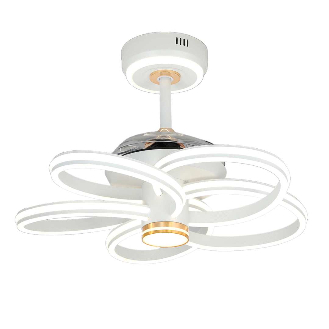 White Iron Art Ceiling Fan with Light for Modern Living Spaces