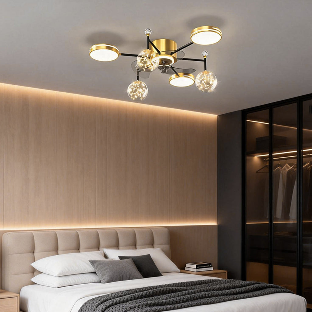 Modern Luxury Invisible Blade LED Ceiling Fan Light for Living Room