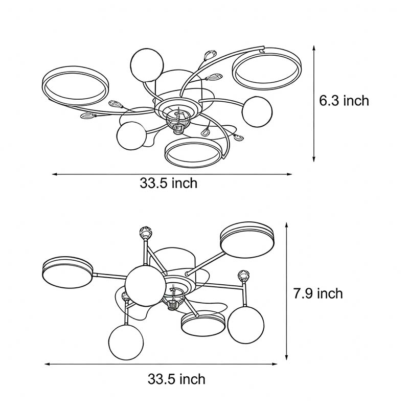 Modern Luxury Invisible Blade LED Ceiling Fan Light for Living Room