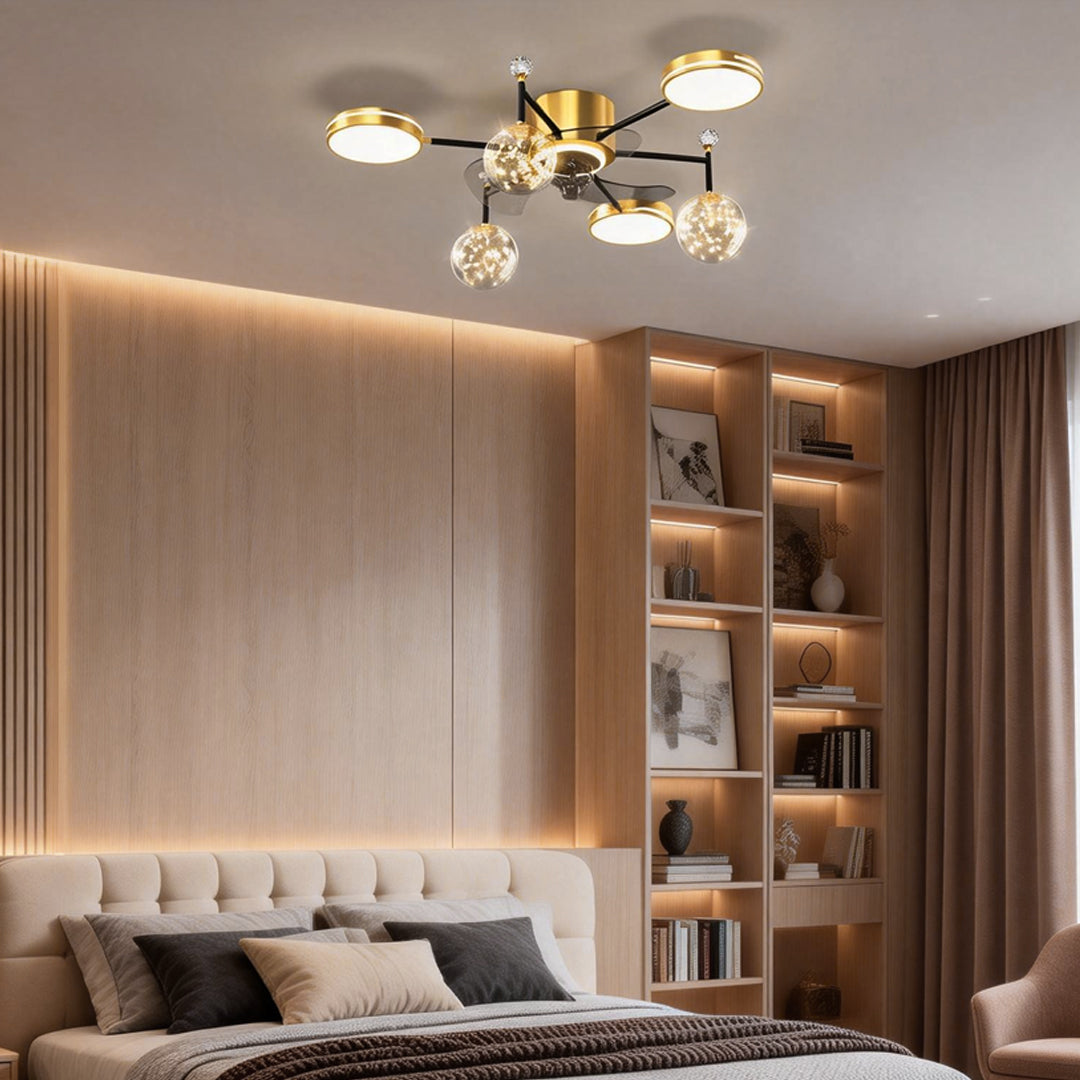 Modern Luxury Invisible Blade LED Ceiling Fan Light for Living Room