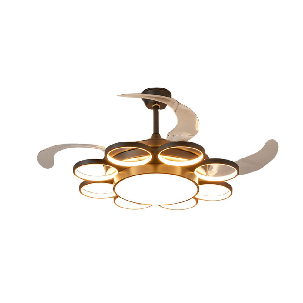 Modern Gold Ceiling Fan with Silent LED Light for Living Room Décor