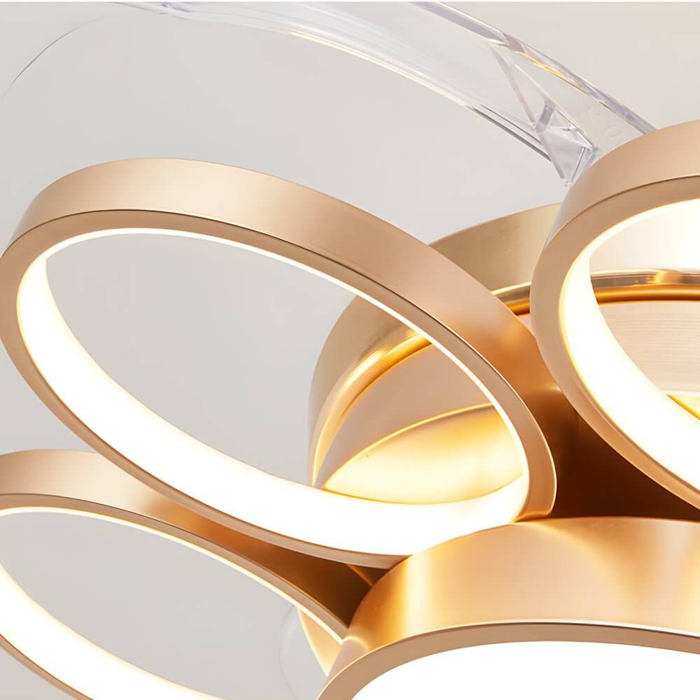 Modern Gold Ceiling Fan with Silent LED Light for Living Room Décor